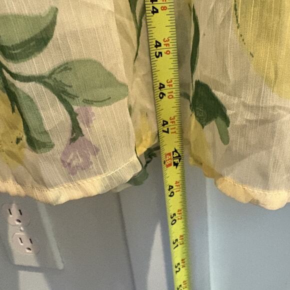 NWT Lemon Print Midi Dress Women 18 Yellow Vero Moda Curve Sheer Flutter Sleeve - Picture 11 of 16